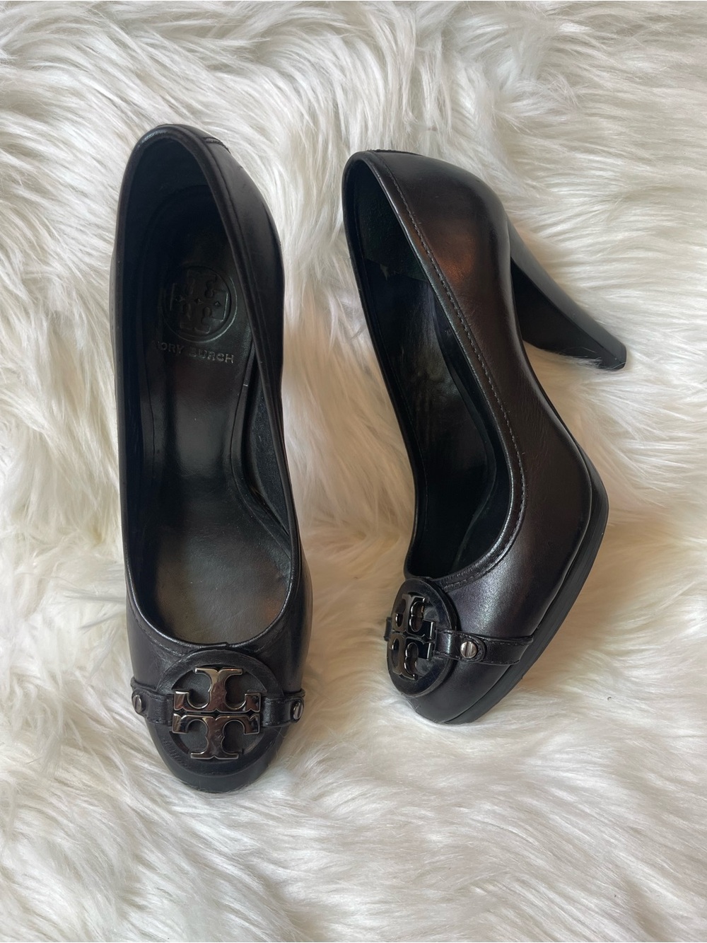 Tory Burch Black Leather Platform Pumps – Women’s Size 8.5 - Picture 2 of 15